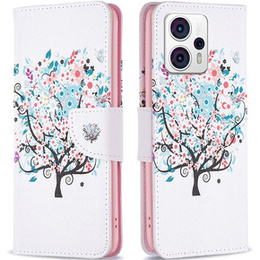Klapkové puzdro pre Motorola Moto G53 5G / G23 / G13, Wallet, colorful tree, biele