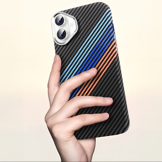 Puzdro pre iPhone 16 Plus, Carbon Fiber MagSafe, tmavomodré