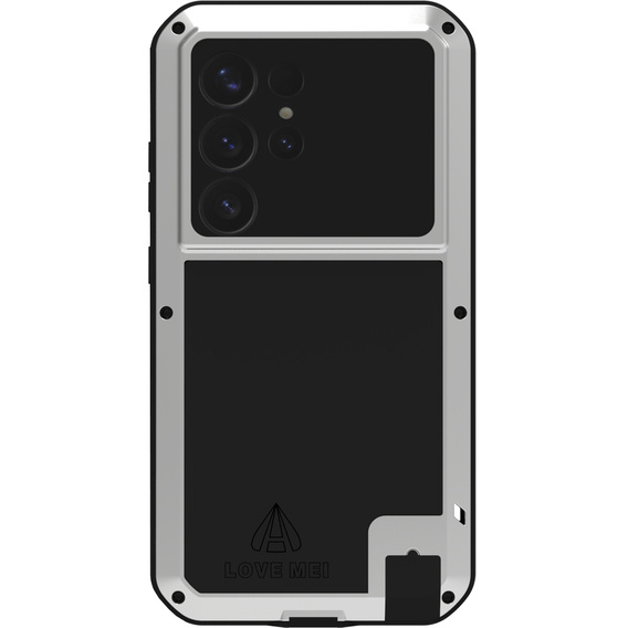 Love Mei Obal na mobil pre Samsung Galaxy S25 Ultra, armored with glass, sivé
