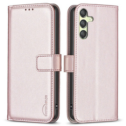 Klapkové puzdro pre Samsung Galaxy A15, BINFEN Wallet, ružové rose gold + 9H sklo