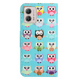 Klapkové puzdro pre Motorola Moto G73 5G, Wallet, owls, modré