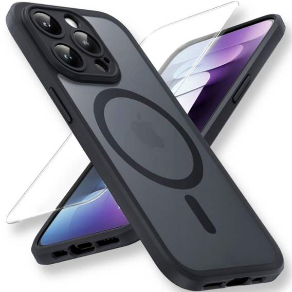 Puzdro pre iPhone 11 Pro, pre MagSafe, ERBORD Matt Case, čierny + sklo na displej