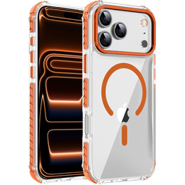 Obrnené puzdro MagSafe číre s oranžovými stranami pre iPhone 17 Pro Max