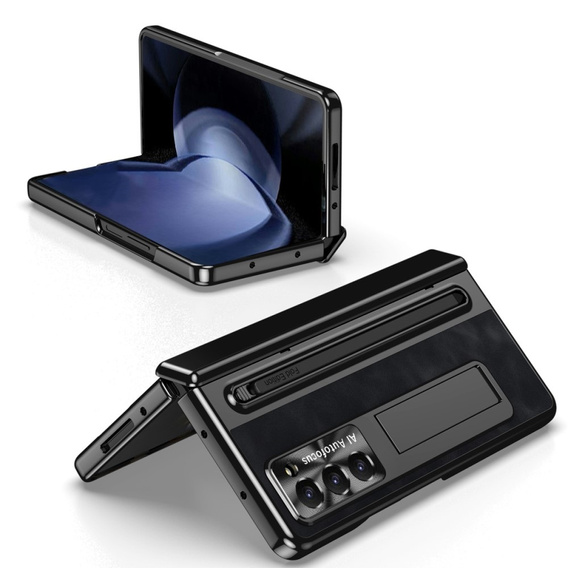 Kožené puzdro Leather+PC s podstavcom, sklom a stylusom pre Samsung Galaxy Z Fold6 5G