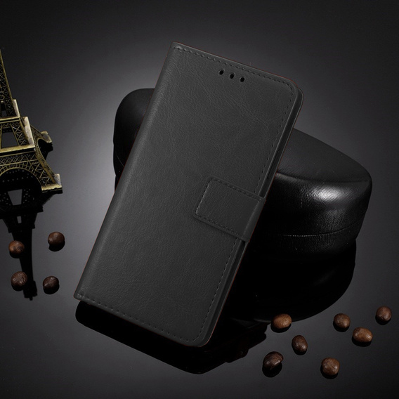 Klapkové puzdro pre CMF Nothing Phone 2 Pro, Crazy Horse Wallet, čierne