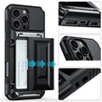Puzdro TPU + PC s priestorom na kartu, čierne pre iPhone 16 Pro Max