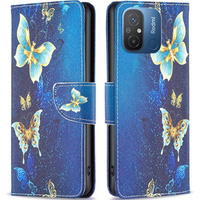 Klapkové puzdro pre Xiaomi Redmi 12C, Wallet, butterfly, modré