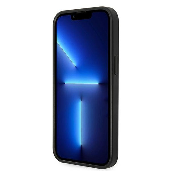 Karl Lagerfeld Obal na mobil pre iPhone 14, Saffiano Karl's Head Patch, strieborné