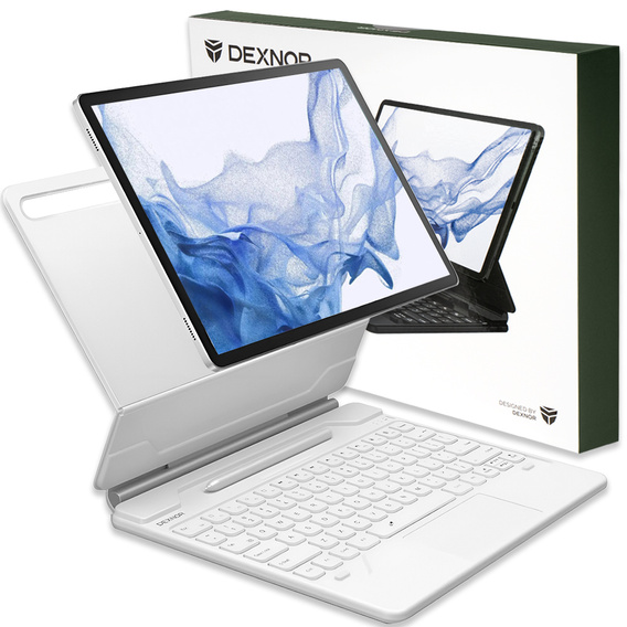 Puzdro s klávesnicou pre Samsung Galaxy Tab S7+ / S7 FE / S9+ / S8+ / S9 FE+ / S10+, Dexnor Magnetic Keyboard Touchpad, biele