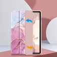 Puzdro pre Samsung Galaxy Tab S10 Lite / S10 FE / S9 FE, Smartcase Hybrid, so slotom na stylus, Marble ružové