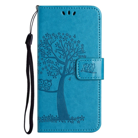 Klapkové puzdro pre Motorola Moto E22 / E22i, Wallet, tree i sowy, modré