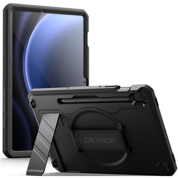Obrnené puzdro pre Samsung Galaxy Tab S10 Lite / S10 FE / S9 FE / Tab S9, Dexnor Full Body, čierne