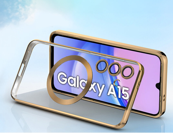 Puzdro pre Samsung Galaxy A15 4G/5G, Electro MagSafe, zlaté + sklo na displej