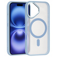 Puzdro pre iPhone 16, pre MagSafe, ERBORD Matt Case, transparentné / modré + sklo na displej