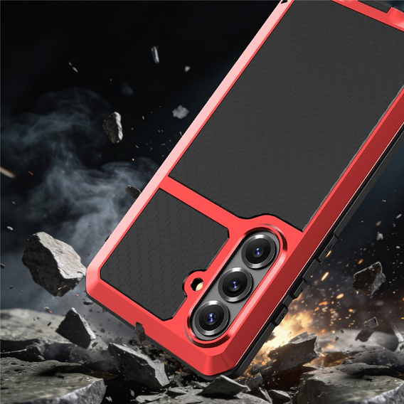 Puzdro s integrovaným sklom pre Samsung Galaxy S26, červené