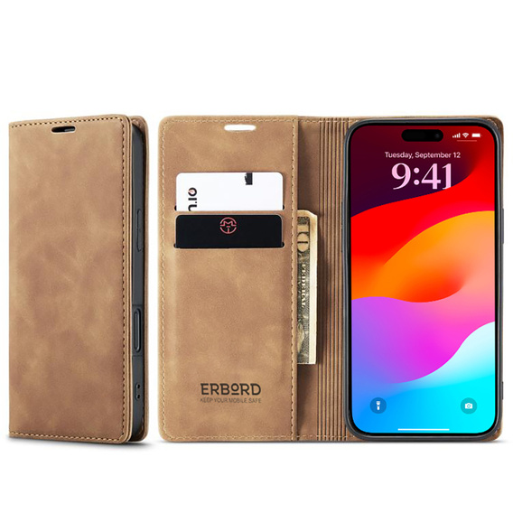 ERBORD Vintage case - flipová peňaženka pre iPhone 17 Pro Max