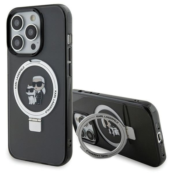 Stojan na prstene Karl Lagerfeld Puzdro MagSafe Karl & Choupette pre iPhone 15 Pro