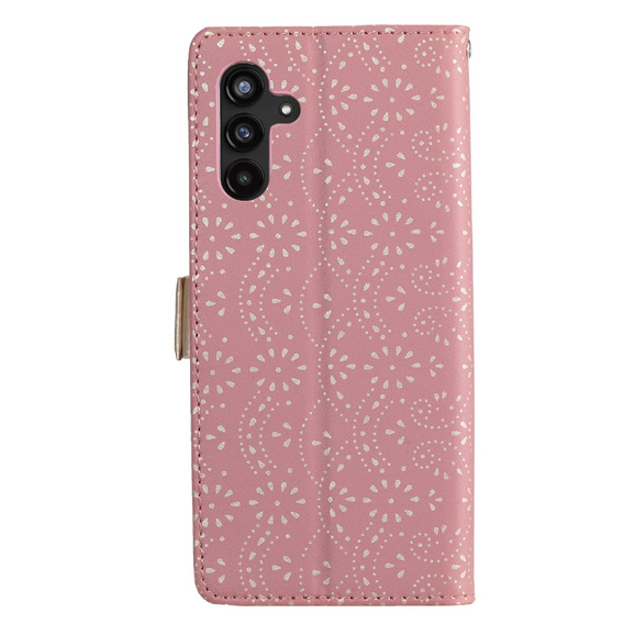 Klapkové puzdro pre Samsung Galaxy A54 5G, Wallet Pocket Zipper Lace, ružové