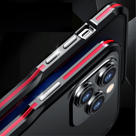 Puzdro LUPHIE pre iPhone 14 Pro, Armor Bumper, čierna / červená
