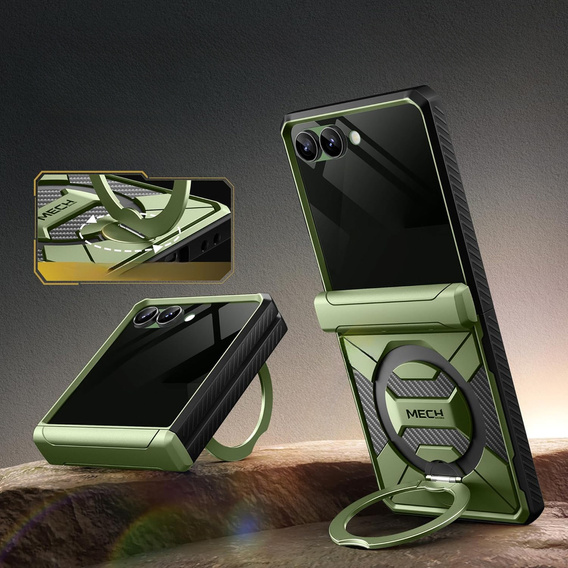 Puzdro Tongate MECH s MagSafe pre Samsung Galaxy Z Flip7 FE / Z Flip6, zelené