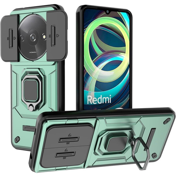 Puzdro pre Xiaomi Redmi A3, KickStand Camera Lens, zelený