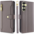 Klapkové puzdro pre Samsung Galaxy A25 5G, Wallet Zipper Pocket, sivé