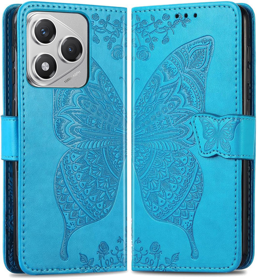 Klapkové puzdro pre Honor 400 Lite, Butterfly, modré