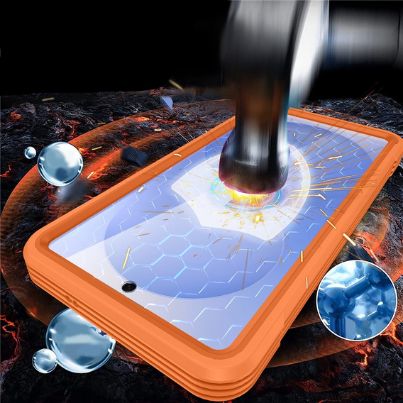 Odolné puzdro so sklom, pre MagSafe pre Samsung Galaxy S26 Plus, oranžové