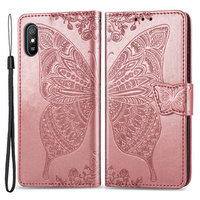 Klapkové puzdro pre Xiaomi Redmi 9A, Butterfly, ružové rose gold