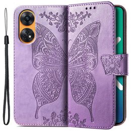 Klapkové puzdro pre Oppo Reno8 T, Butterfly, fialové
