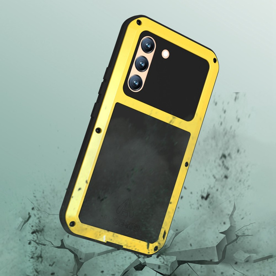 Love Mei Obal na mobil pre Samsung Galaxy S22, armored with glass, žlté