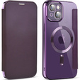 Klapkové puzdro pre iPhone 14, RFID Wallet MagSafe CamShield, fialové
