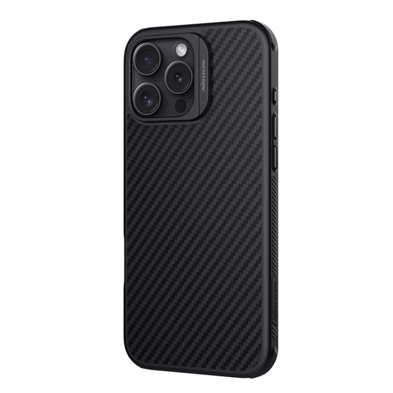 Puzdro pre iPhone 16 Pro Max, pancierované Nillkin, Carbon Fiber, pre Magsafe, čierne