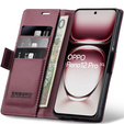 Puzdro pre Oppo Reno 12 Pro, ERBORD Glossy Litchi, flipová peňaženka, červené