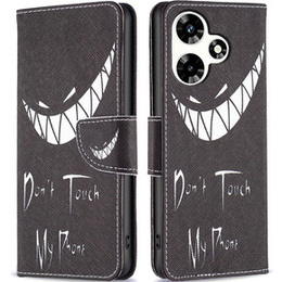 Klapkové puzdro pre Infinix Hot 30, Wallet, Don't Touch My Phone, čierne