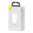 Sieťová nabíjačka Baseus GaN2 Lite 65 W USB-C + USB-A, biela (EÚ)