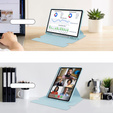 Puzdro s klávesnicou pre Samsung Galaxy Tab S9 FE+ Plus, Rotary 360° Leather, svetlomodré