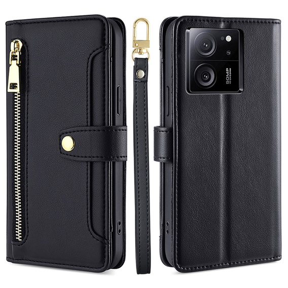 Klapkové puzdro pre Xiaomi 13T / 13T Pro / Redmi K60 Ultra, Wallet Zipper Pocket, čierne