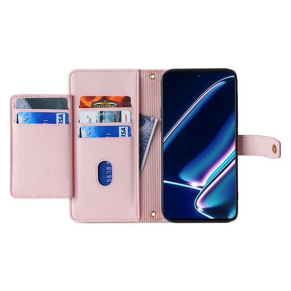 Klapkové puzdro pre Realme 11 Pro 5G / Pro+ 5G, Wallet Zipper Pocket, ružové