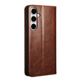 Flipové puzdro pre Samsung Galaxy S25 FE, QIALINO Leather Wallet, hnedé