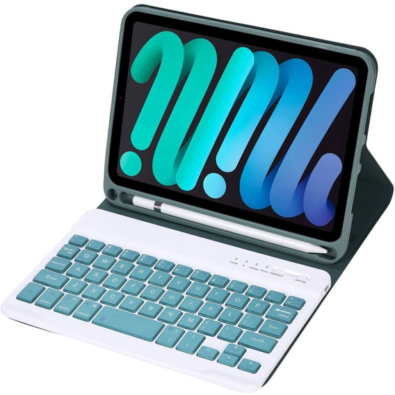 Puzdro s bluetooth klávesnicou pre iPad mini 8.3" 2021 (6 gen.) / iPad mini 8.3" 2024 (7 gen.), temno zeleno