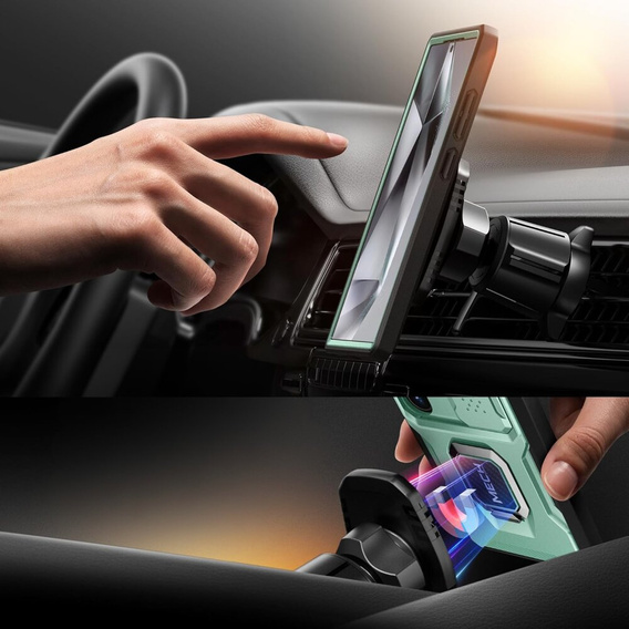 Puzdro pre Samsung Galaxy S24 Ultra, séria Tongate MECH so stojanom, svetlozelené