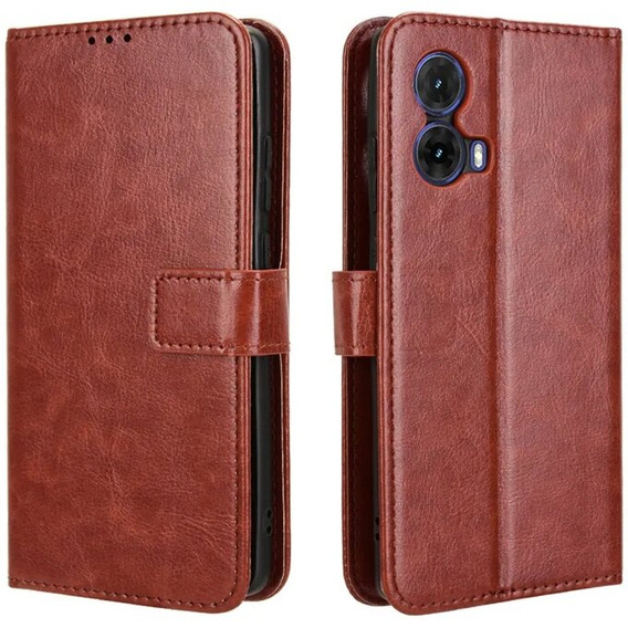 Klapkové puzdro pre Motorola Moto G85, Crazy Horse Wallet, hnedé