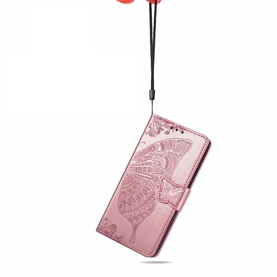 Klapkové puzdro pre Xiaomi Redmi A3, Butterfly, ružové rose gold