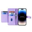 Klapkové puzdro pre iPhone 14 Pro, Wallet Zipper Pocket, fialové