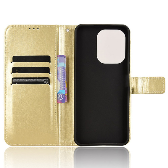 Klapkové puzdro pre Xiaomi Redmi 13, Crazy Horse Wallet, zlaté