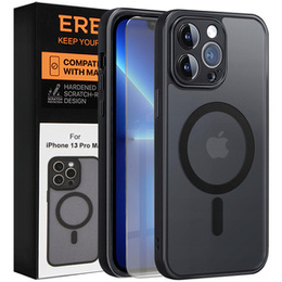 Puzdro pre iPhone 13 Pro Max, pre MagSafe, ERBORD Matt Case, čierny + sklo na displej