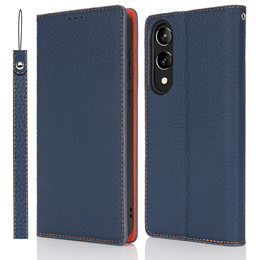 Klapkové puzdro pre Samsung Galaxy S25 Edge, Litchi Skin Grain, tmavomodré