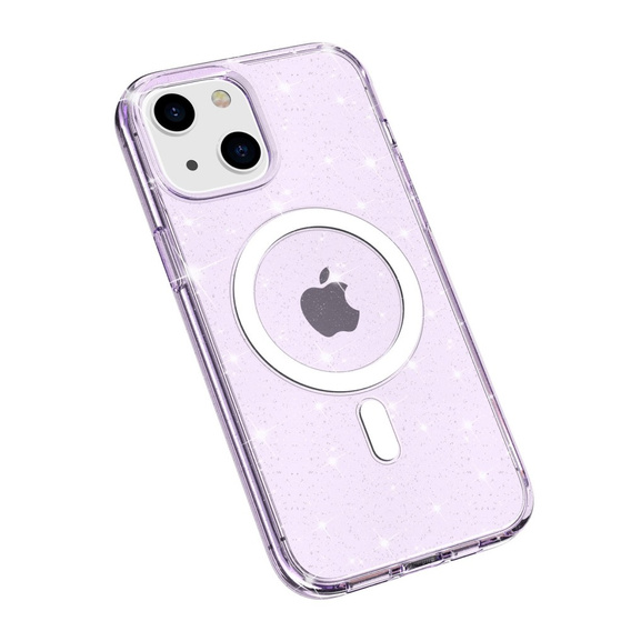 Obal na mobil pre iPhone 14, Dropproof MagSafe Glitter, fialové