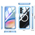 Puzdro pre Samsung Galaxy A16, Shockproof, so sklom, pre MagSafe, modré